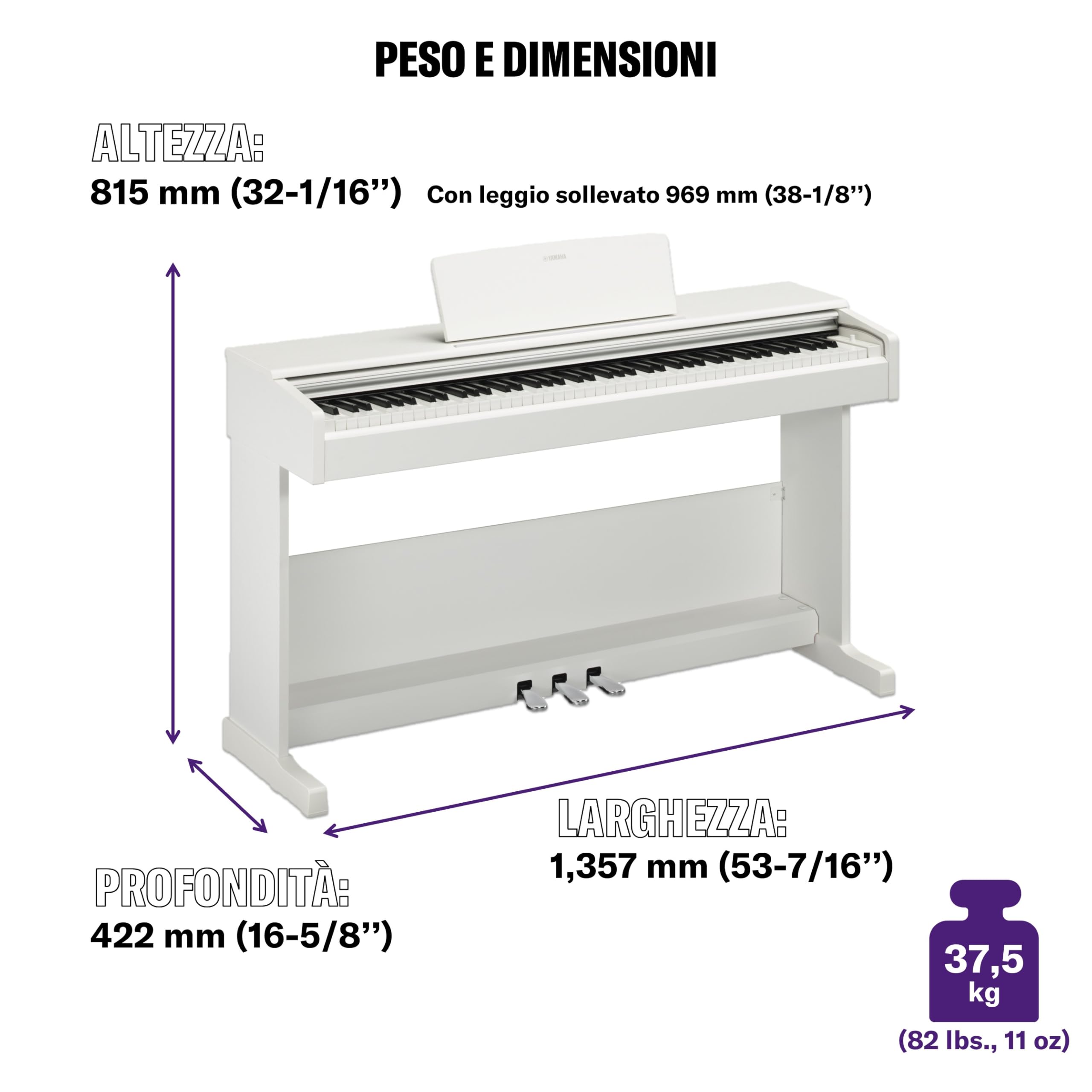 Yamaha Arius YDP-105WH pianoforte digitale bianco 88 tasti