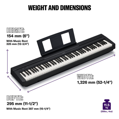 Yamaha P-45 Pianoforte Digitale 88 Tasti Bundle Supporto