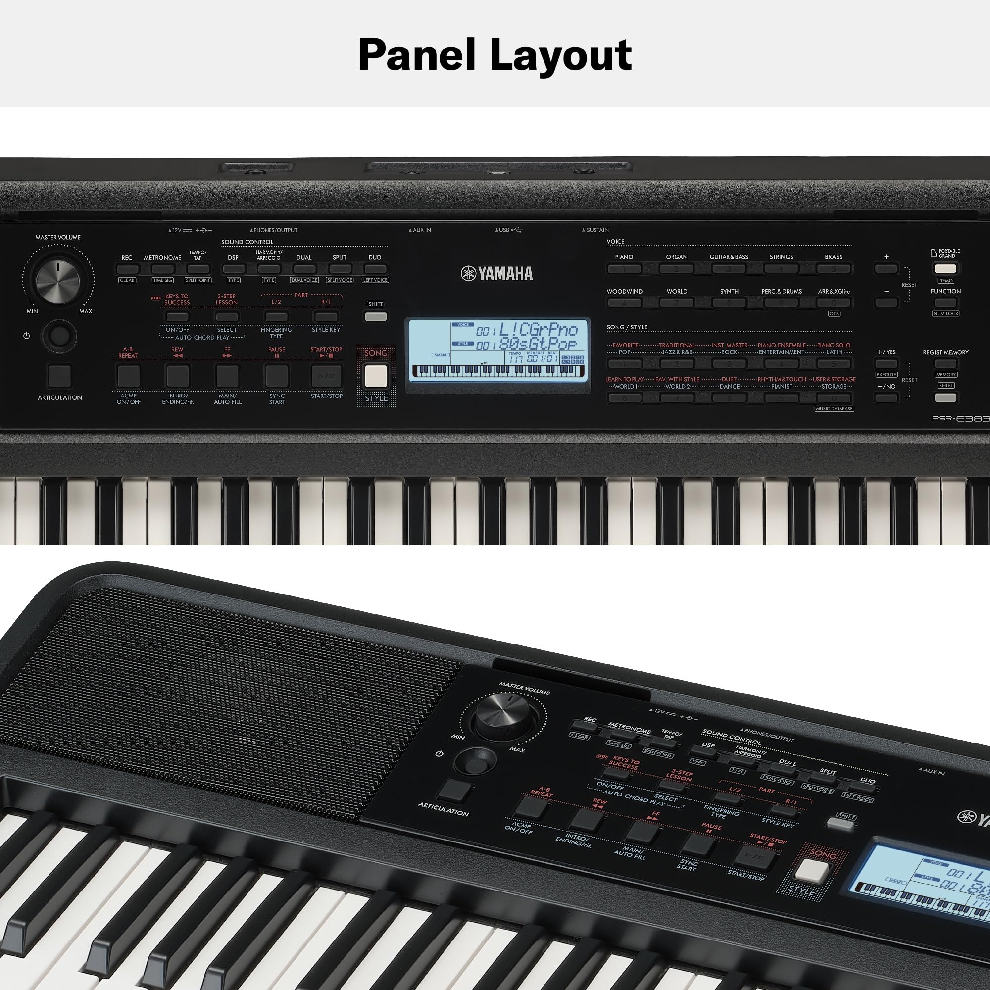 Yamaha PSR-E383 Tastiera 61 Tasti Touch 650 Voices
