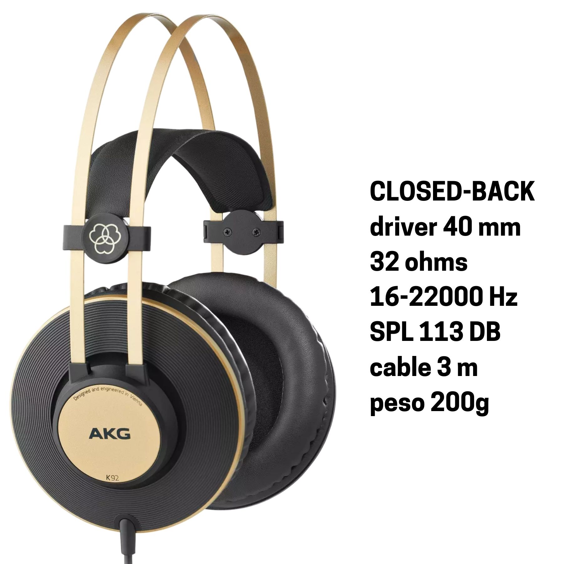 AKG K92 cuffia studio chiusa circumaurale nera
