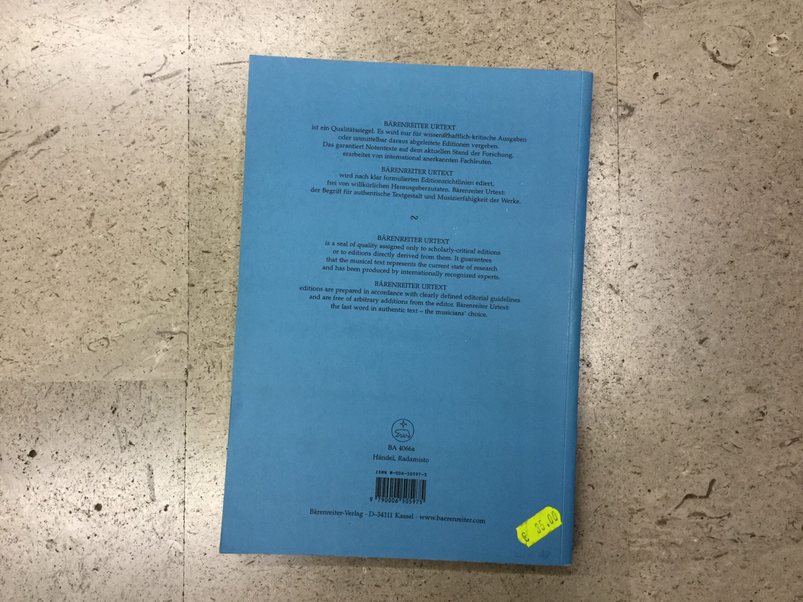 Bärenreiter Handel spartito Urtext