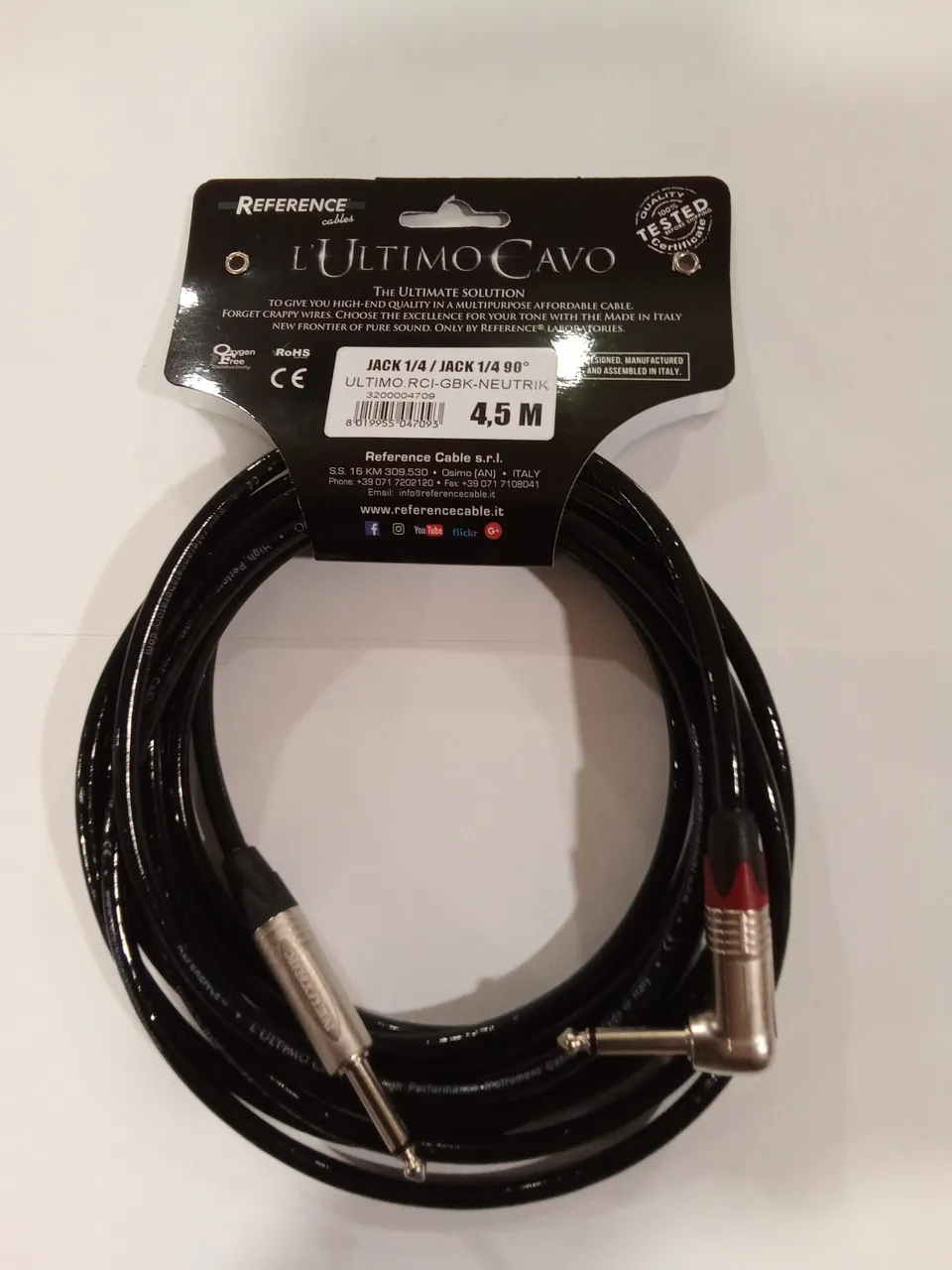 Reference L'Ultimo Cavo JJr Cavo Jack 4,5m Nero Angolato