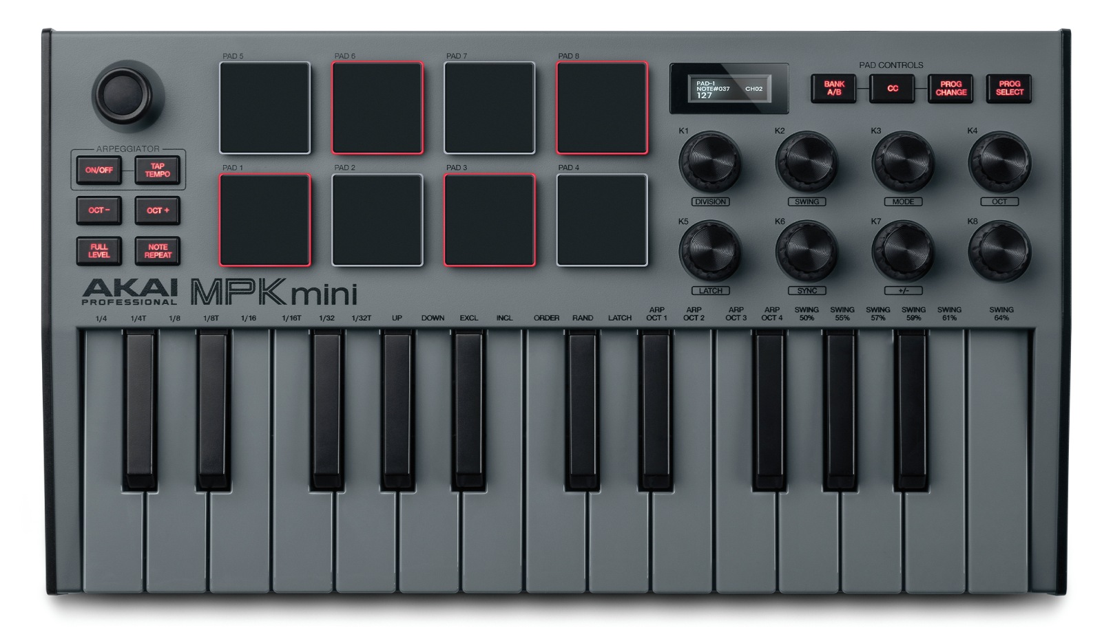 Akai MPK Mini 3 Grey Tastiera MIDI 25 Tasti con Pad