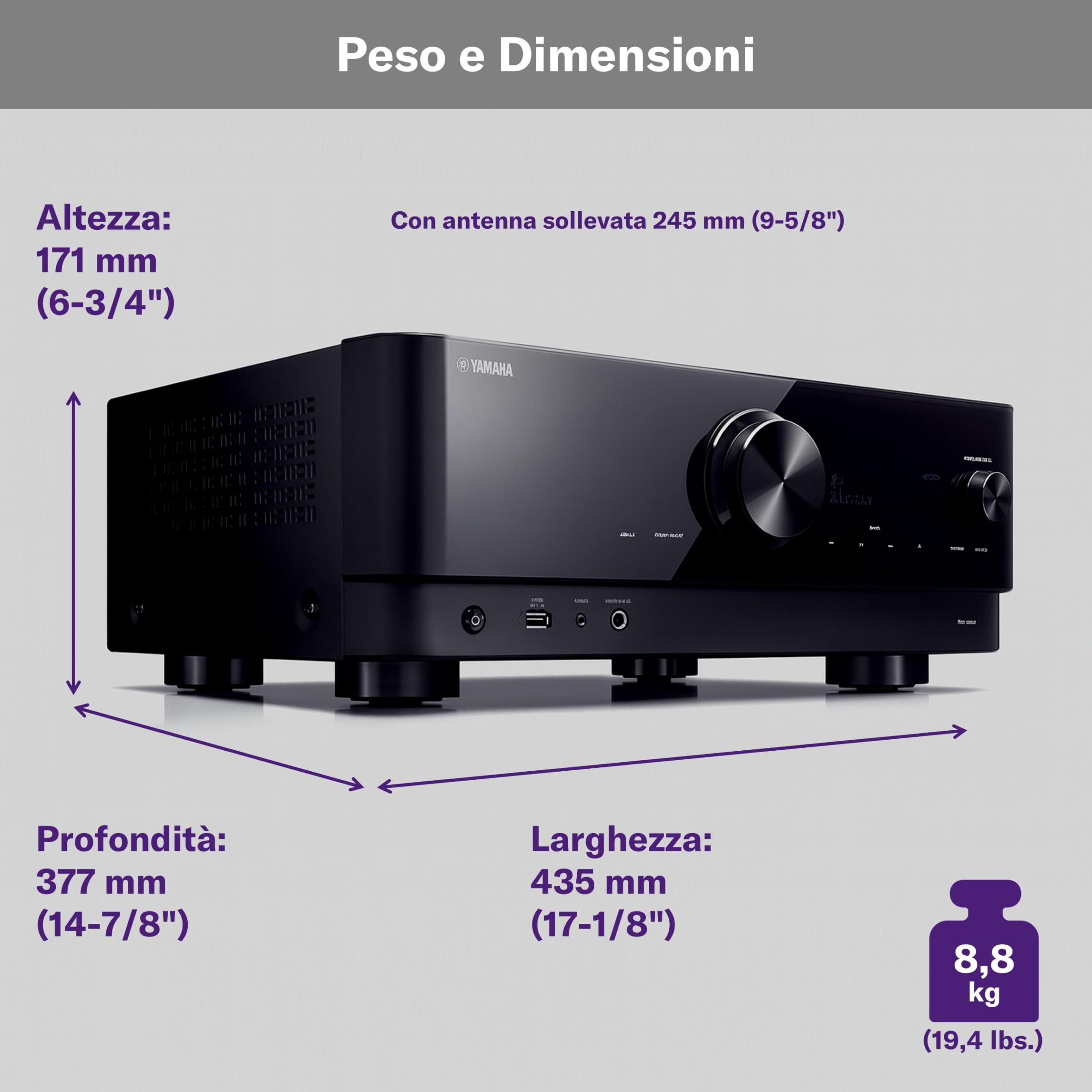Yamaha RX-V4A Sintoamplificatore 5.2 Nero Bluetooth Wi-Fi