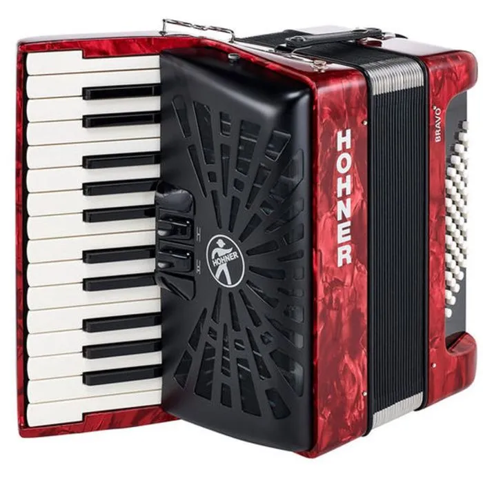 Hohner Bravo III fisarmonica 72 bassi Red Silent Key