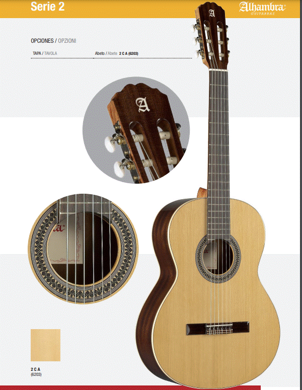 Alhambra 2C Chitarra Classica con Custodia Tavola Massiccia