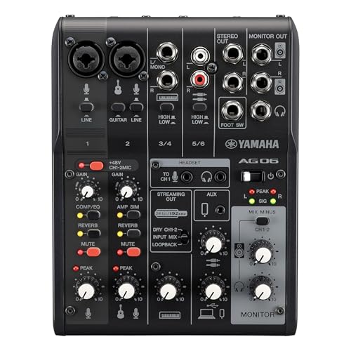 Yamaha AG06MK2 Mixer 6 Canali Streaming Nero USB-C
