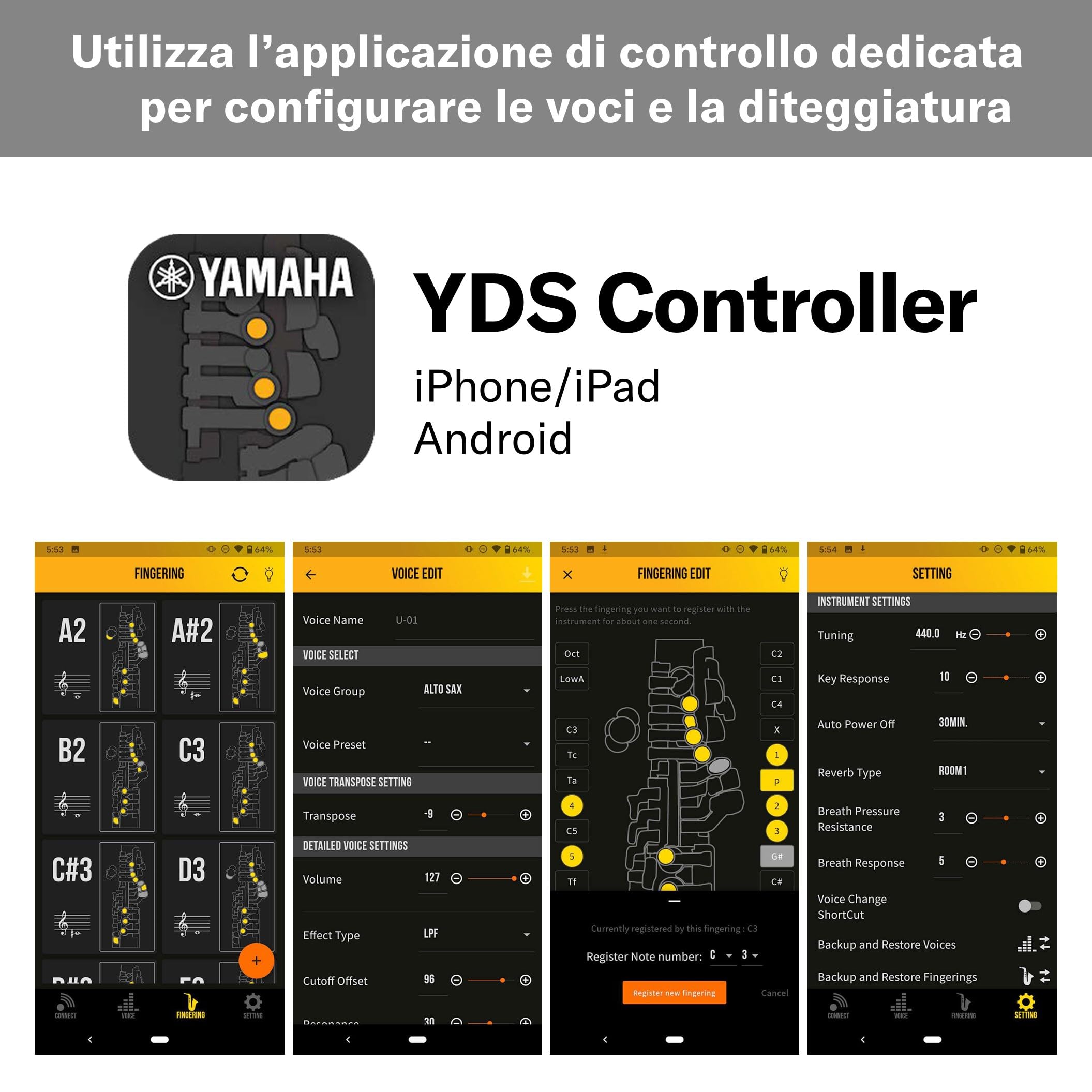 Yamaha YDS-120 sax digitale 56 voci con cuffie