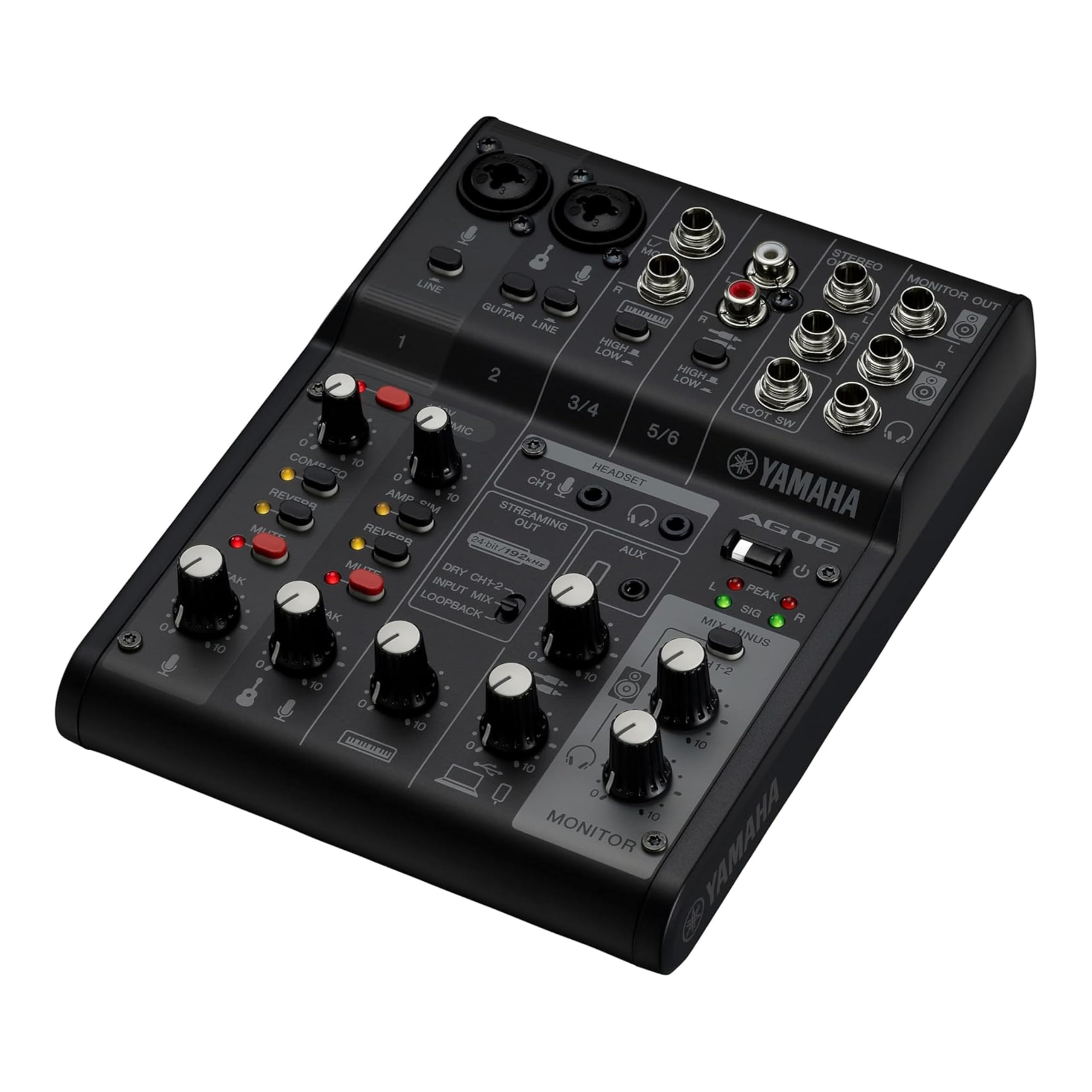 Yamaha AG06MK2 Mixer 6 Canali Streaming Nero USB-C