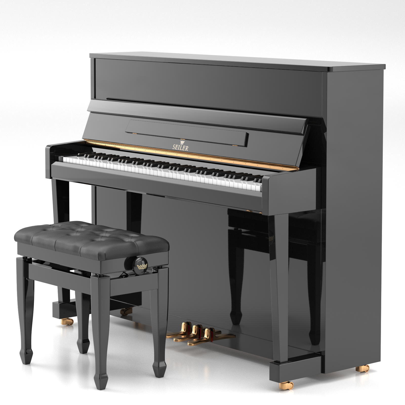 Seiler SE-116 pianoforte verticale ebony polish 116 cm Renner