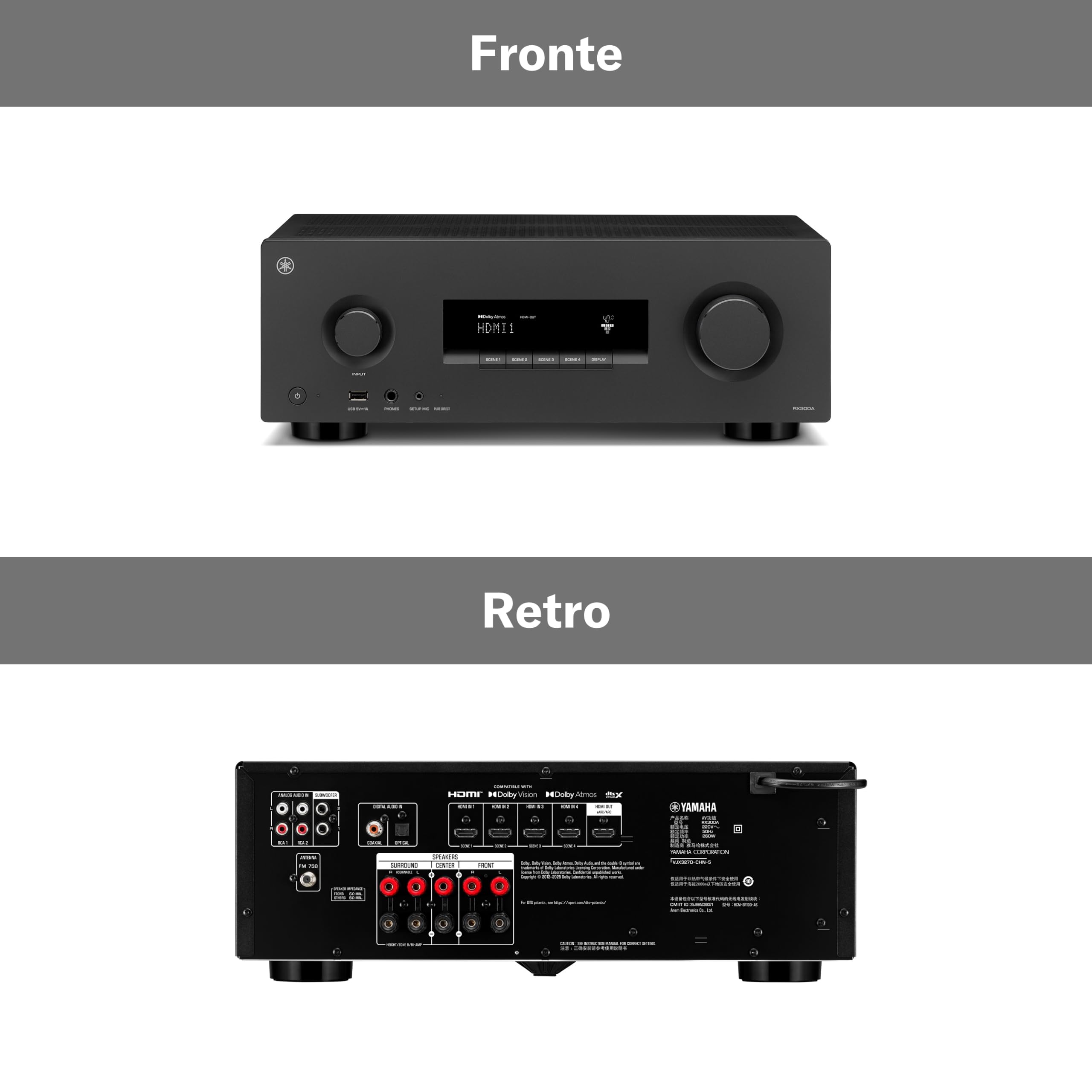 Yamaha RX300A Sintoamplificatore 5.2 Nero Dolby Atmos