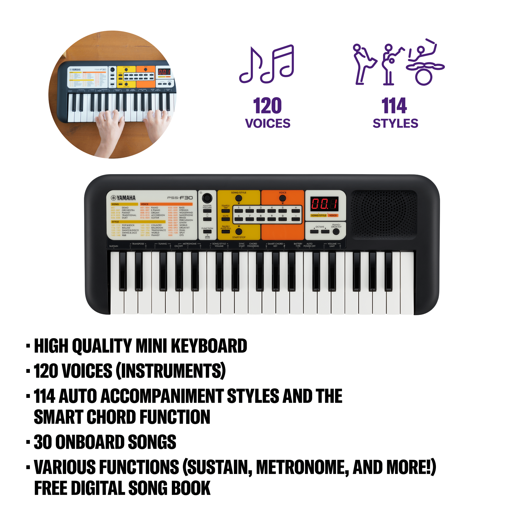 Yamaha PSS-F30 tastiera 37 mini tasti per bambini