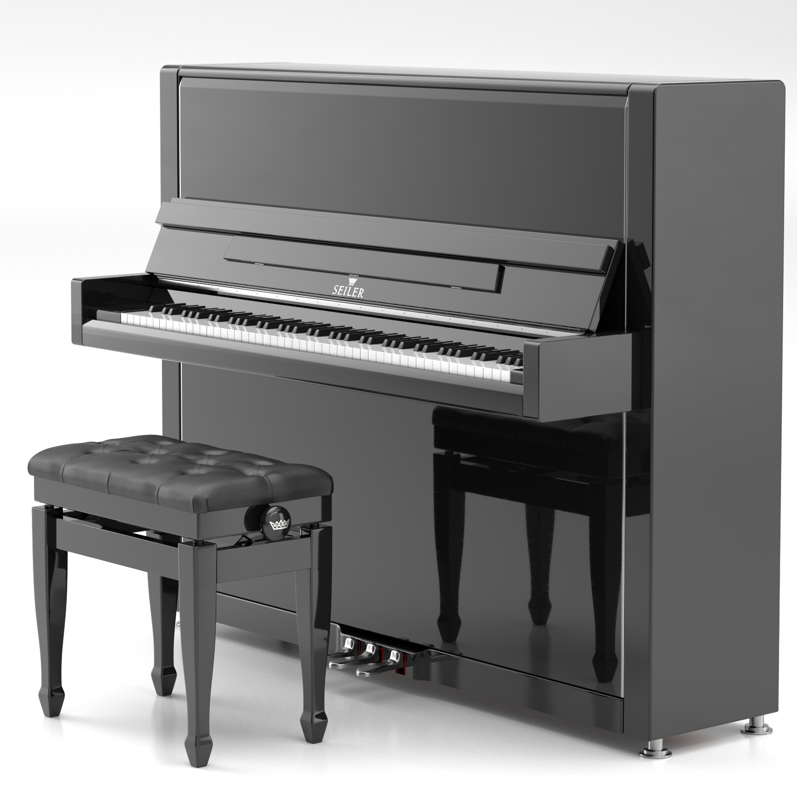 Seiler SE-126 pianoforte verticale ebony makassar 126 cm