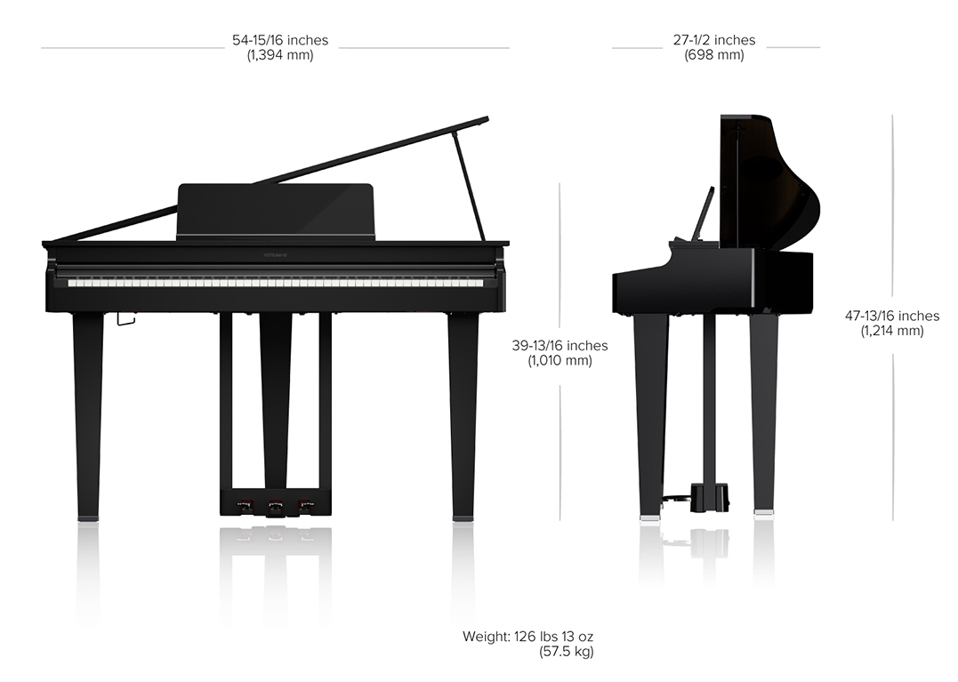 Roland GP-3 pianoforte a coda digitale nero lucido compatto
