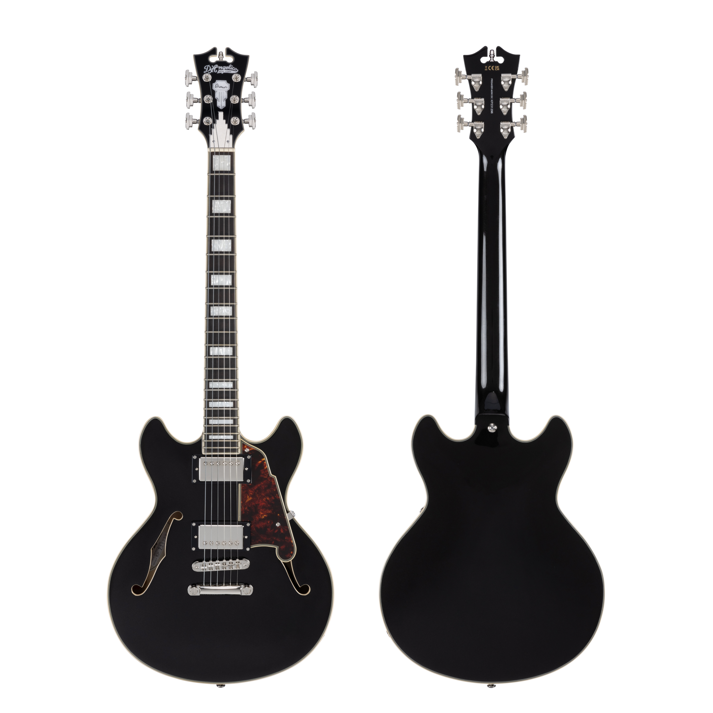 D'Angelico Mini DC chitarra elettrica semihollow nera Black Flake