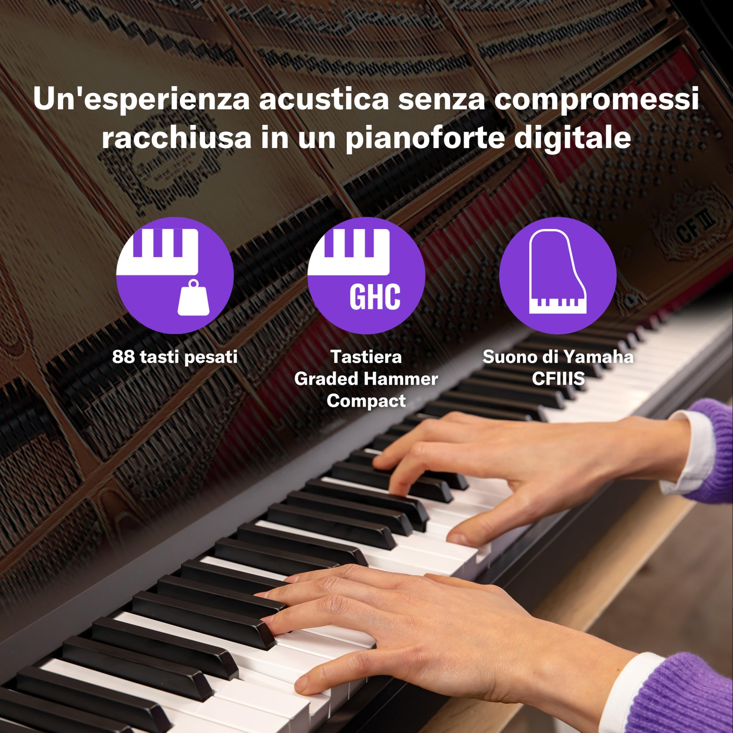 Yamaha P-145BT pianoforte digitale 88 tasti nero bluetooth