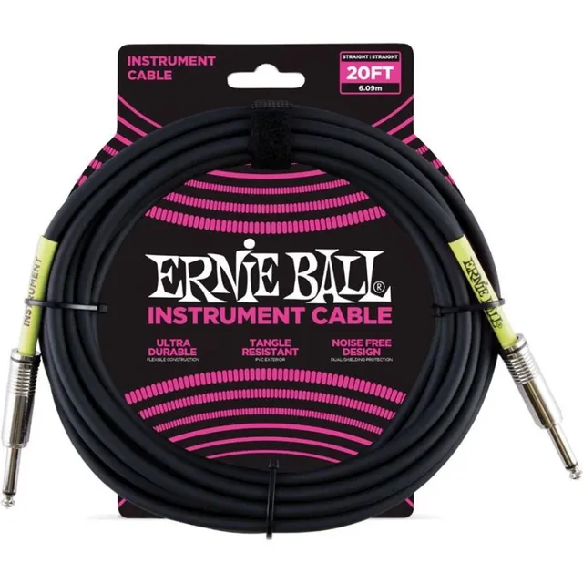 Ernie Ball Cavo Jack Chitarra 6,09 m Nero Dritto/Dritto